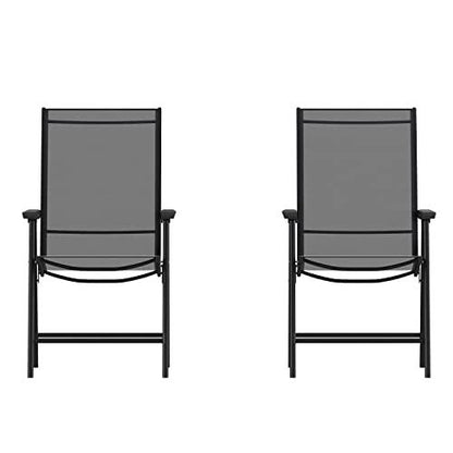 Flash Furniture Paladin Black Outdoor Folding Patio Sling Chair with Black Frame (2 Pack) - CookCave