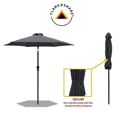 FLAME&SHADE 7.5 ft Outdoor Market Patio Table Umbrella with Tilt, Anthracite - CookCave