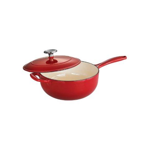 Tramontina Enameled Covered Saucier Cast Iron 3-Quart Gradated Red, 80131/061DS - CookCave