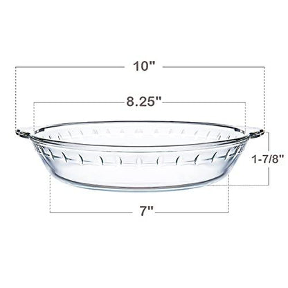 Kingrol 3 Pack Glass Pie Plates with Handles, 9 Inches Baking Dishes, Clear Glass Serving Plates for Snacks, Salads, Desserts - CookCave