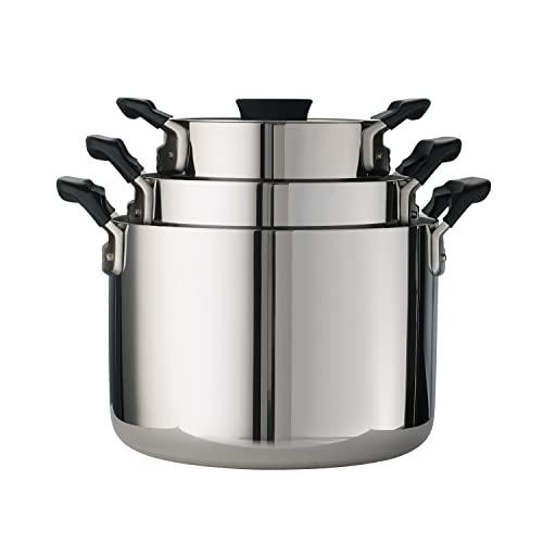 Tramontina Nesting 6 Pc Stainless Steel Tri-Ply Clad Sauce Pan and Stock Pot Set, 80116/048DS - CookCave