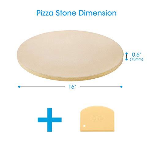 Unicook 16 Inch Round Pizza Baking Stone, Heavy Duty Cordierite Pizza Stone for Oven and Grill, Thermal Shock Resistant, Ideal for Baking Crisp Crust Pizza, Bread and More, Includes Scraper - CookCave