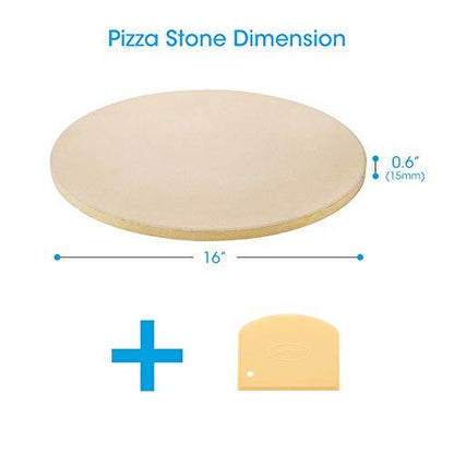 Unicook 16 Inch Round Pizza Baking Stone, Heavy Duty Cordierite Pizza Stone for Oven and Grill, Thermal Shock Resistant, Ideal for Baking Crisp Crust Pizza, Bread and More, Includes Scraper - CookCave