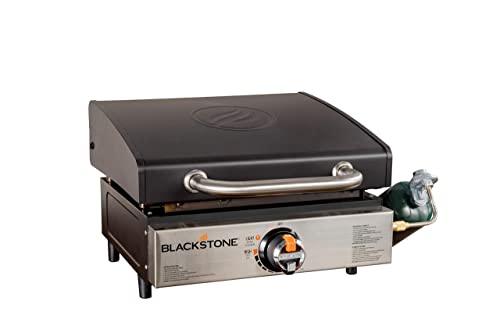 Blackstone 1814 Stainless Steel Propane Gas Portable, Flat Top Griddle Frill Station for Kitchen, Camping, Outdoor, Tailgating, Tabletop, Countertop – Heavy Duty & 12, 000 BTUs, 17 Inch, Black - CookCave