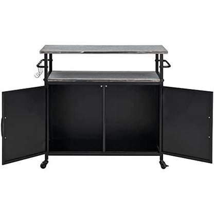 FirsTime & Co. New & Improved Black Davidson Outdoor Grilling Kitchen Cart Island, Portable Patio Table, Metal Food Prep Worktable, 31.5 in. x 35.25 in. - CookCave