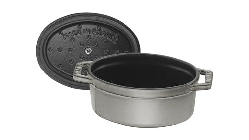 STAUB Cast Iron Oval Mini Cocotte, 11cm, Graphite Grey - CookCave