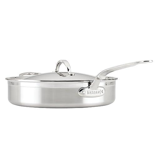 Hestan - ProBond Collection - Professional Clad Stainless Steel TITUM Nonstick Sauté Pan with Lid, Induction Cooktop Compatible, Made without PFOAs (5-Quart) - CookCave