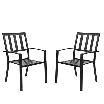 PHI VILLA Patio Dining Chairs, 300Lbs Stackable Wrought Outdoor Metal Dining Chairs with Armrest for Outdoor Kitchen Garden, Backyard - 2 Pack - CookCave