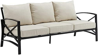 Crosley Furniture KO60027BZ-OL Kaplan Outdoor Metal Sofa, Oiled Bronze with Oatmeal Cushions - CookCave