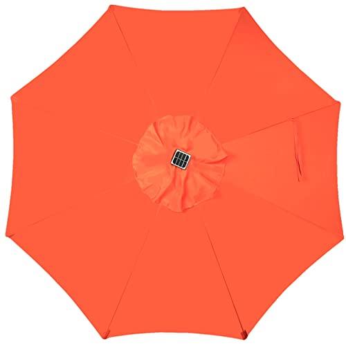 Blissun 9 ft Solar Umbrella, 32 LED Lighted Patio Umbrella, Table Market Umbrella, Outdoor Umbrella for Garden, Deck, Backyard, Pool and Beach (Orange) - CookCave