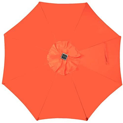 Blissun 9 ft Solar Umbrella, 32 LED Lighted Patio Umbrella, Table Market Umbrella, Outdoor Umbrella for Garden, Deck, Backyard, Pool and Beach (Orange) - CookCave