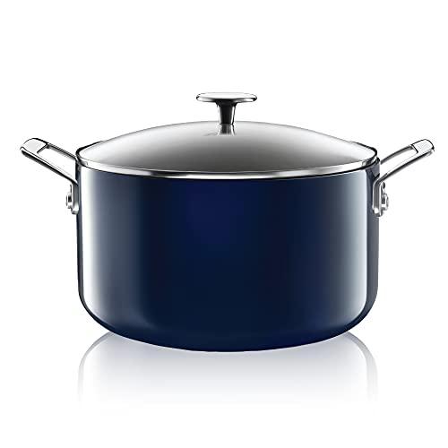 Granitestone Diamond 5 Qt Nonstick Stock Pot Soup Pot Pasta Pot Stew Pot with Tempered Glass Lid-Oven & Dishwasher Safe-100% PFOA FREE - Dark Blue - CookCave