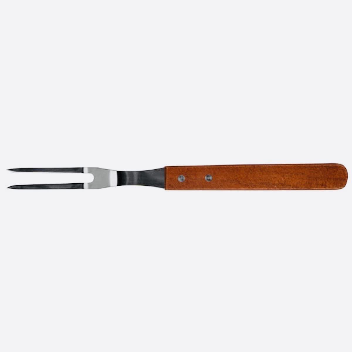 13’’ Pot Fork Carving Fork Stainless Steel Meat Serving 2-Tine Fork with Wooden Handle, Steak Fork for Kitchen Barbecue Serving Cooking Grilling Roasting Fork, Commercial Grade BBQ Fork by Tezzorio - CookCave