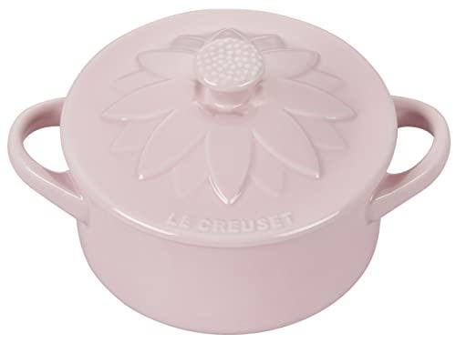 Le Creuset Stoneware Mini Round Cocotte with Flower Lid, 8oz., Chiffon Pink - CookCave