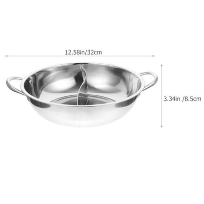 UPKOCH Nonstick Frying Pan Shabu Shabu Pot Stainless Steel Chinese Hot Pot with Divider Two-flavor Soup Cookware for Induction Cooktop Gas Stove 32cm Non Stick Frying Pans - CookCave