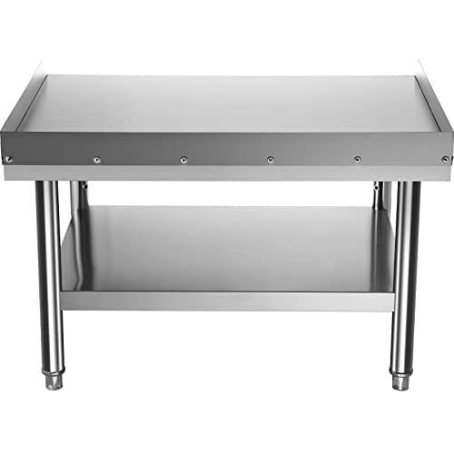 VEVOR Stainless Steel Equipment Grill Stand, 36 x 30 x 24 Inches Stainless Table, Grill Stand Table with Adjustable Storage Undershelf, Equipment Stand Grill Table for Hotel, Home, Restaurant Kitchen - CookCave