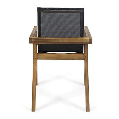 Christopher Knight Home Jimmy Outdoor Acacia Wood and Mesh Dining Chairs (Set of 2), Teak Finish - CookCave