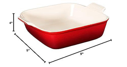 Le Creuset Stoneware Heritage Square Dish, 3 qt. (9"), Cerise - CookCave