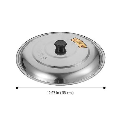 Tofficu Wok Lid 13 Inch Universal Lid, Stainless Steel Pot Lid Pan Lid Frying Pot Cover, Cookware Lids Replacement Lid with Handle for Pots Pans Fry Pan Skillet Steel Pan Cover - CookCave