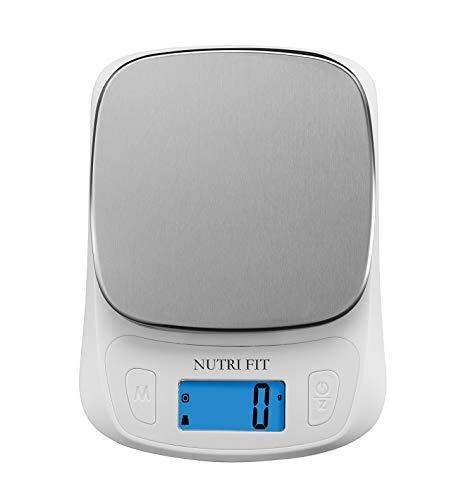 NUTRI FIT Food Kitchen Scale Digital Grams and Ounces Ultra Slim Scale Portable for Baking Cooking Camping Stainless Tare Auto Off Backlit Large LCD Display 11lb/5kg-White - CookCave