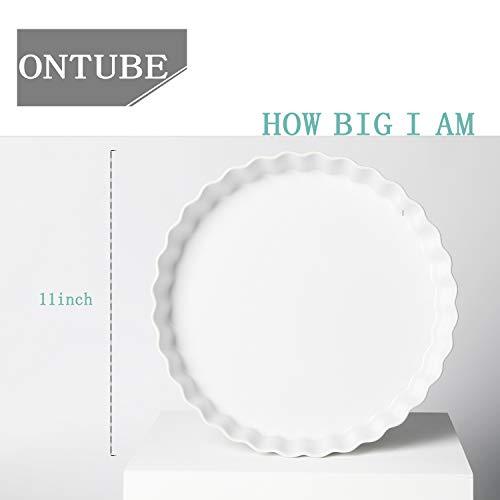 ONTUBE Pie Pans- 11 Inches Ceramic Quiche Pans, Round Pie Tins for Baking,Oven Safe, Set of 2 (White) - CookCave