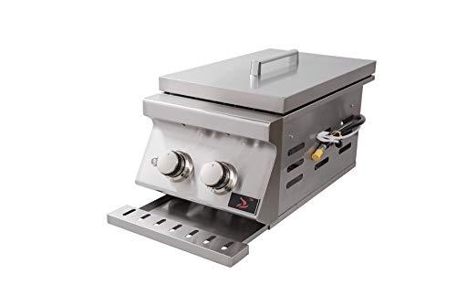 Bonfire Outdoor Kitchen Built-in Double Side Burner for BBQ Island, Includes Natural Gas Kit, 304 Stainless Steel, CBADSB - CookCave