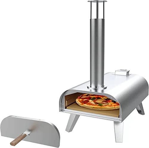 PARTAKER Outdoor Pizza Oven, Portable Wood Pizza Oven, Stainless Steel Home-Made Pizza Bakery, 12 Inch Wood Pellet Pizza Oven - CookCave