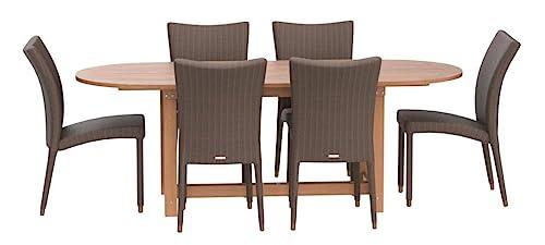 Amazonia Lemans 7-Piece Outdoor Dining Table Set | Eucalyptus Wood and Wicker Chairs| Ideal for Patio and Indoors - CookCave