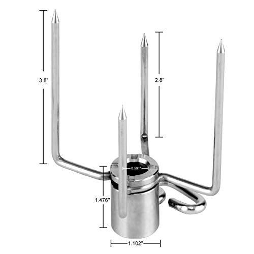 Skyflame Universal 304 Stainless Steel Rotisserie Meat Forks - Fits 1/2-Inch and 3/8-Inch Hexagon & 3/8-Inch and 5/16-Inch Square & 1/2-Inch Round Spit Rods - CookCave