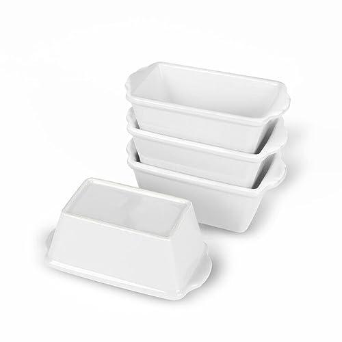 GDCZ Mini Loaf Pan Set, 6.2-Inch 4 Pcs Ceramics Non-Stick Baking Bread Pan (White) - CookCave