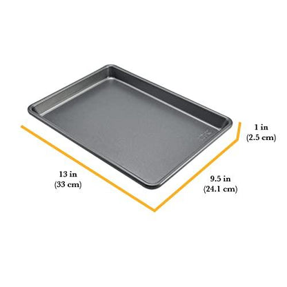 Chicago Metallic Commercial II Non-Stick Small Cookie/Baking Sheet. Perfect for making jelly rolls, cookies, pastries, one-pan meals, and more,12.25 by 8.75, Gray - CookCave