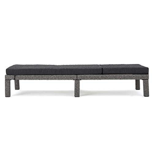 Christopher Knight Home Puerta Outdoor Wicker Chaise Lounges with Water Resistant Cushion, 2-Pcs Set, Mixed Black / Dark Grey - CookCave