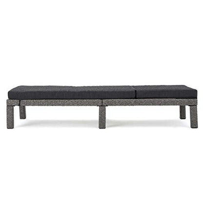 Christopher Knight Home Puerta Outdoor Wicker Chaise Lounges with Water Resistant Cushion, 2-Pcs Set, Mixed Black / Dark Grey - CookCave