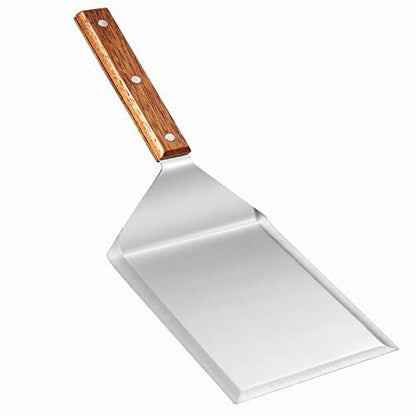 Homi Styles Extra Wide Spatula with Beveled Edges, Oversized Stainless Steel Spatula with Wood Handle for Skillets, Griddles & Grills, Pancake Flipper Spatula for Fish, Burgers & Omelet, 6 x 5-inches - CookCave