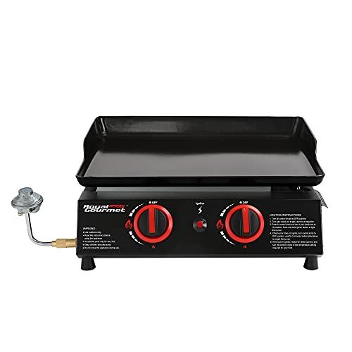 Royal Gourmet PD1203A 18-Inch 2-Burner Portable Tabletop Griddle, 16,000 BTU Propane Gas Grill for Patio, Deck, Backyard, Tailgating, Camping and Picnic, Black - CookCave