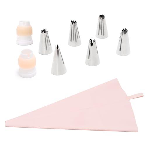 commonly tools for cake decoration,Decorating Tips Pastry Tips Piping bags and tips Settings Decorating Tips Icing Piping Nozzles Upgraded TPU silicone piping bag cakes cupcakes huazui10pc - CookCave