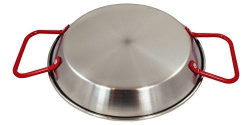 Sunrise Kitchen Supply Stainless Steel Paella Pan with Red Handle (10") - CookCave