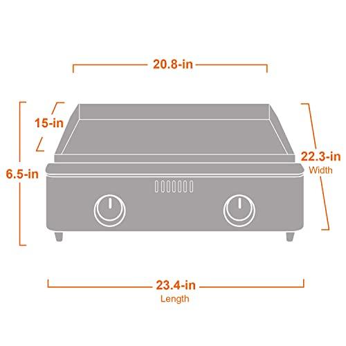 Monument Grills Portable Table Top Griddle Flat Top Propane Gas Grill Griddle 22″ Tabletop 2 Burner Lidless 15,000 BTUs 312 sq. in. for Outdoor Cooking Camping, Black - CookCave