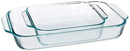 Pyrex 2Piece Basics Value Pack1-Basics 8"/2 dish1-Basics 3 Quart Oblong Bake Dish, 2.2, Clear - CookCave