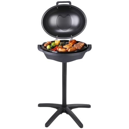 VEVOR Indoor/Outdoor Electric Grill, 1800W 200sq.in Electric BBQ Grill & 2 Zone Grilling Surface, Non-stick Ceramic Coating Plate, Adjustable Temperature, Removable Stand Patio Grill for Party Camping - CookCave