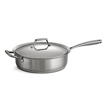 Tramontina Covered Deep Saute Pan Stainless Steel Tri-Ply Base, 5 Qt, 80101/022DS - CookCave