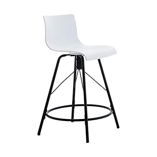 annjoe Swivel Bar Stools Metal Counter Height Stools Plastic Seat Chairs Set of 4 for Indoor Outdoor Home Kitchen Business (30" White) - CookCave