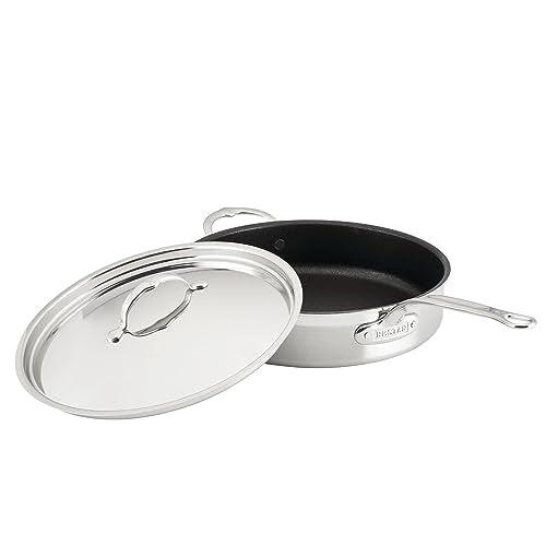 Hestan - ProBond Collection - Professional Clad Stainless Steel TITUM Nonstick Sauté Pan with Lid, Induction Cooktop Compatible, Made without PFOAs (5-Quart) - CookCave