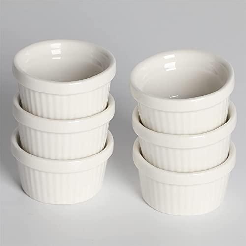 HAOTOP Mini Ramekins - 1 oz/30 ml Porcelain Souffle Dish, Small Dipping Sauce, Dessert Cups Set, Oven Safe, Set of 6 - CookCave