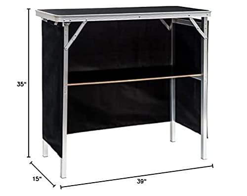 Trademark Innovations Skirt and Carrying Case Included Portable Bar Table, 1 Shelf, Silver - CookCave