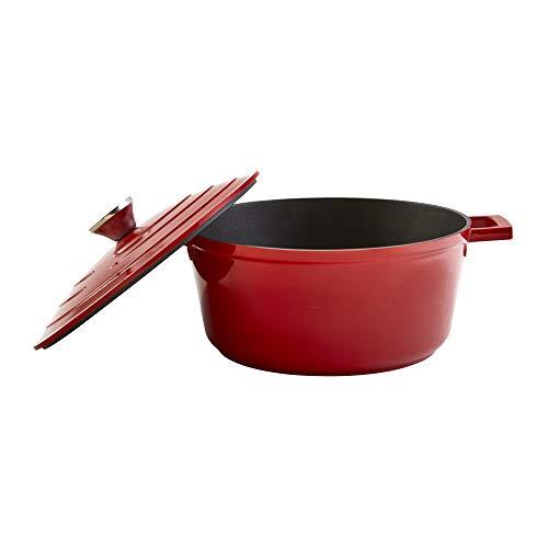 IMUSA USA, Red 5 Quart Cast Aluminum Dutch Oven With Stainless Steel Knob - CookCave