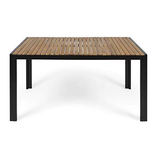 Christopher Knight Home Flora Outdoor Dining Sets, Black + Teak - CookCave