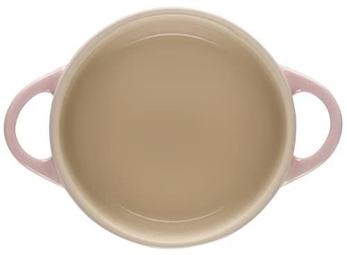 Le Creuset Stoneware Mini Round Cocotte with Flower Lid, 8oz., Chiffon Pink - CookCave