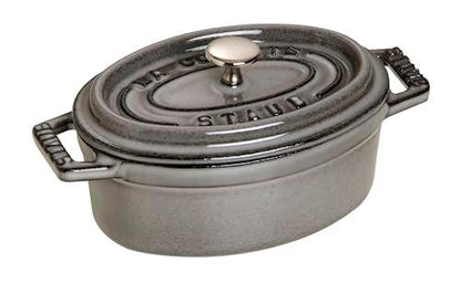 STAUB Cast Iron Oval Mini Cocotte, 11cm, Graphite Grey - CookCave