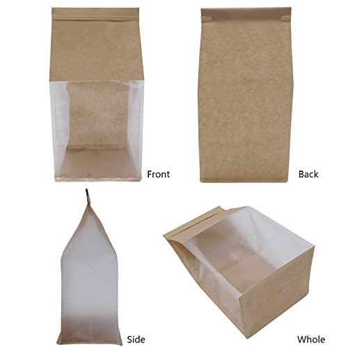 euduv Bakery Bags with Window Cookie Bags for Packaging 50Pcs 5.1x4.3x11 Inches Brown Kraft Paper Tin Tie Tab Lock Candy Bags Treat Bags, Popcorn, Coffee Bags Resealable - CookCave